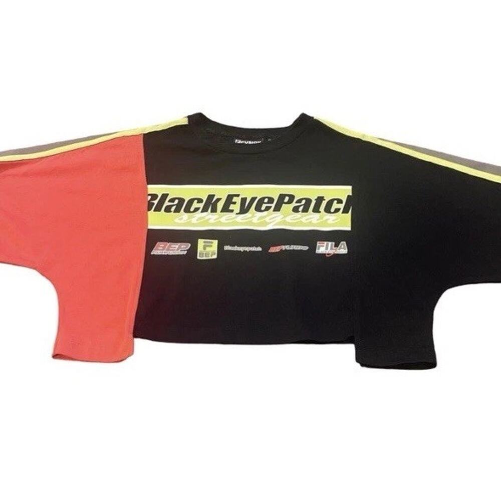 Fila Fusion Oversized Graphic T Shirt Black Red Yellow Colorblock Streetwear M